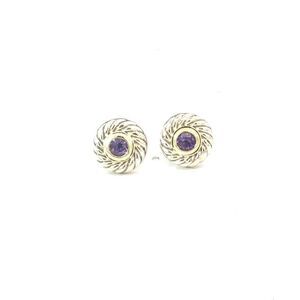 David Yurman Amethyst Earrings 14k Gold & Sterling Silver Estate DY690